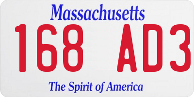 MA license plate 168AD3