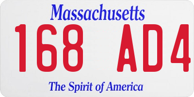 MA license plate 168AD4