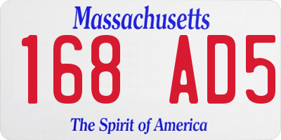 MA license plate 168AD5