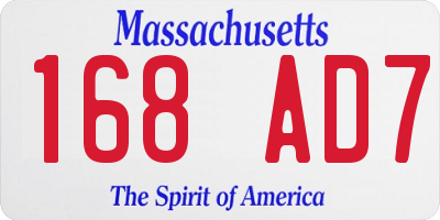 MA license plate 168AD7