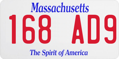 MA license plate 168AD9