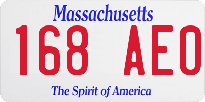 MA license plate 168AE0
