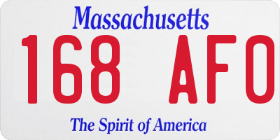 MA license plate 168AF0