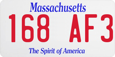 MA license plate 168AF3