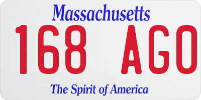 MA license plate 168AG0