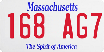 MA license plate 168AG7