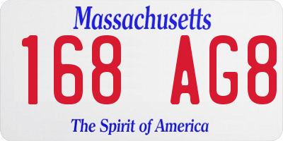 MA license plate 168AG8