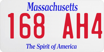MA license plate 168AH4