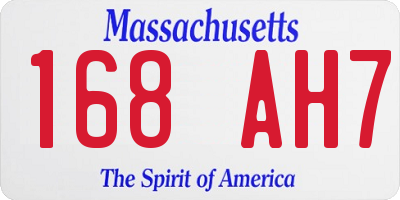 MA license plate 168AH7