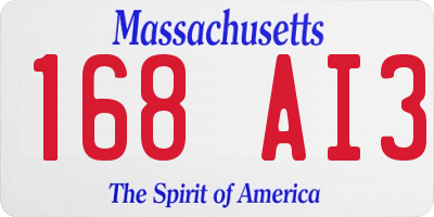 MA license plate 168AI3