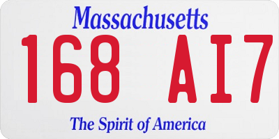 MA license plate 168AI7