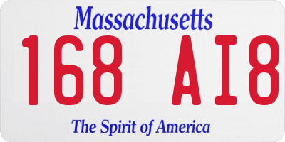 MA license plate 168AI8