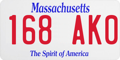 MA license plate 168AK0