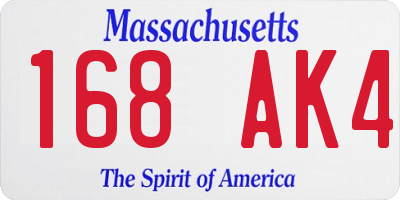 MA license plate 168AK4
