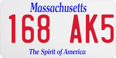 MA license plate 168AK5