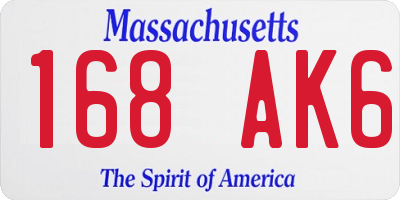 MA license plate 168AK6