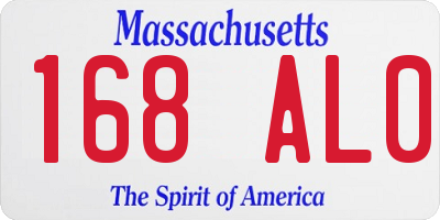 MA license plate 168AL0
