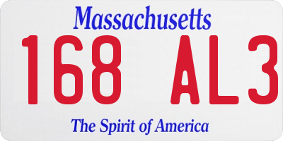 MA license plate 168AL3