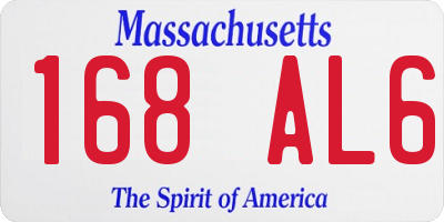 MA license plate 168AL6