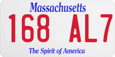 MA license plate 168AL7