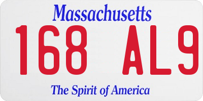 MA license plate 168AL9
