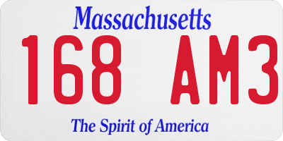 MA license plate 168AM3