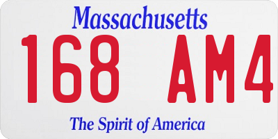 MA license plate 168AM4