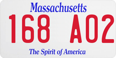 MA license plate 168AO2