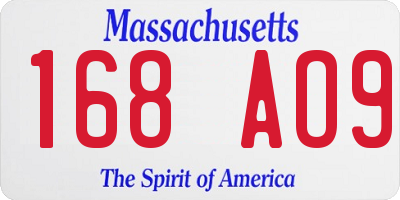 MA license plate 168AO9