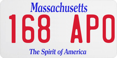 MA license plate 168AP0