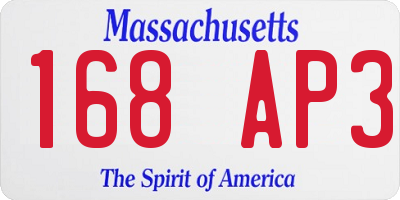 MA license plate 168AP3