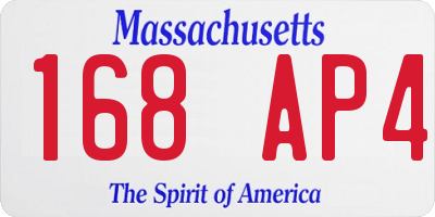 MA license plate 168AP4