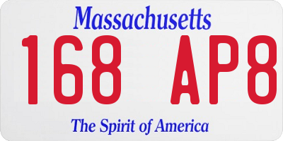 MA license plate 168AP8
