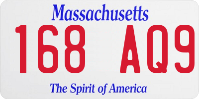 MA license plate 168AQ9