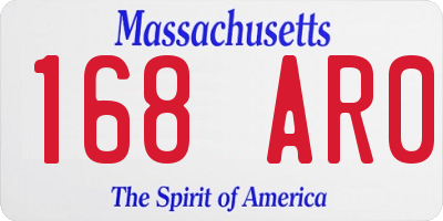 MA license plate 168AR0