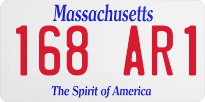 MA license plate 168AR1