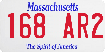 MA license plate 168AR2