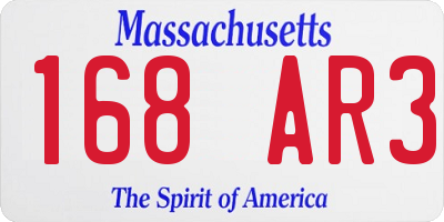 MA license plate 168AR3
