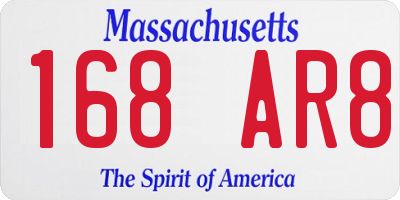 MA license plate 168AR8