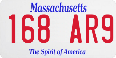 MA license plate 168AR9