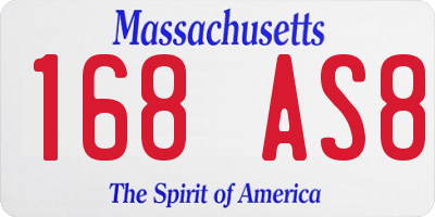 MA license plate 168AS8