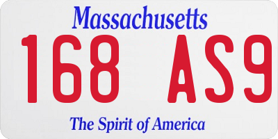 MA license plate 168AS9