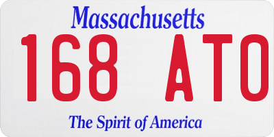 MA license plate 168AT0