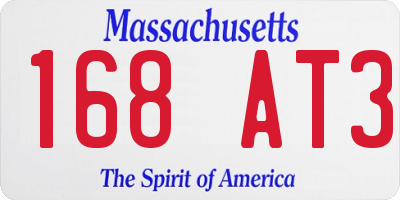 MA license plate 168AT3