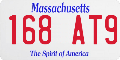 MA license plate 168AT9