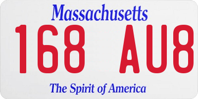 MA license plate 168AU8