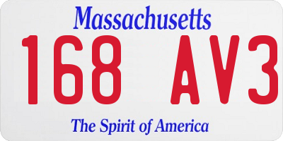 MA license plate 168AV3