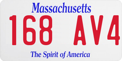 MA license plate 168AV4