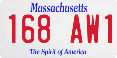 MA license plate 168AW1