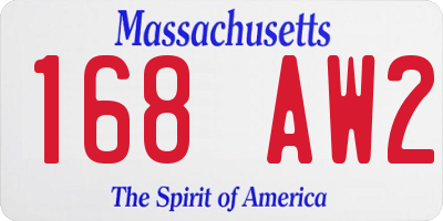 MA license plate 168AW2